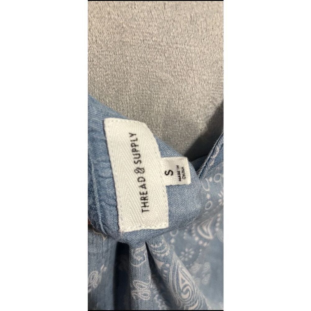 Thread & Supply Sky Blue Bandana-Print Slip Dress Sz Small - Picture 7 of 9